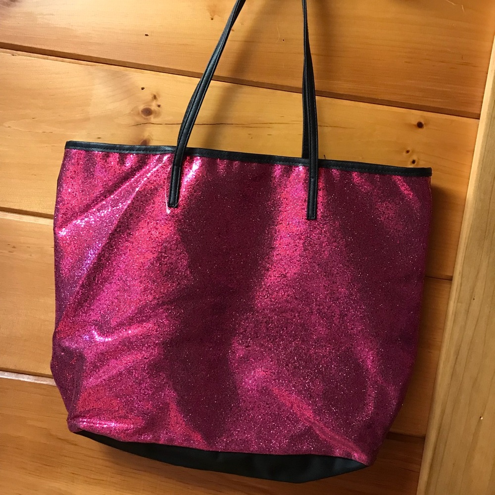 Pink glittery tote bag
